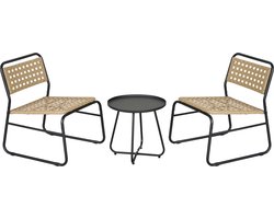 Bistroset Brienza tuintafel met 2 tuinstoelen zwart en beige casa.pro