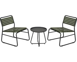 Bistroset Brienza tuintafel met 2 tuinstoelen zwart en groen casa.pro