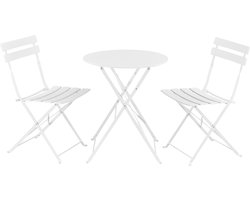 Bistroset Caprile metaal tuintafel met 2 tuinstoelen wit