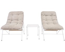 Bistroset crème - 3-delige tuinset - balkon terras - lounge tuinstoel salontafel