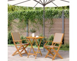 Bistroset Hout - Tuintafel Stoelen - Buiten Zitten - Massief Acaciahout - 3-delig - Taupe