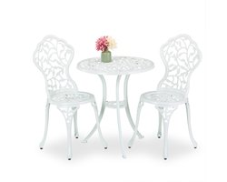 bistroset - met bistrotafel en 2 stoelen - Ø 61 cm - aluminium