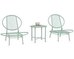 Bistroset - Tuinmeubel 3-delig - Tuinset - Balkonset voor 2 Personen - Tuinmeubelset met 2 Stoelen + Tafel - Weerbestendig - Zitgroep - Meubel - Loungeset - Meubelsets - Polyrattan - voor Tuin, Balkon, Terras - Groen