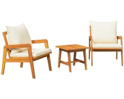 Bistroset | Tuinset 3 st Bruin 59.5 x 65 x 72 cm Massief Acaciahout