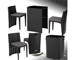Bistroset Tuinset - Balkonset - Buiten Zitten - Plaatsbesparend - 1565 cm - Zwart