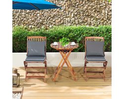 Bistroset – Tuinset – Balkonset – Buitenmeubel – Tafel en Stoelen – Acaciahout – Inklapbaar Ontwerp – Zachte Kussens