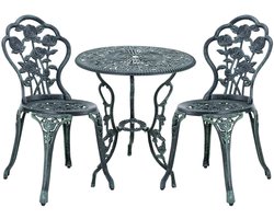 Bistroset – Tuinset – Balkonset – Terrasmeubilair – Buitenmeubel – Gietijzer en Aluminium – Compact Rond 59 cm