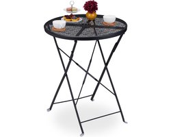 bistrotafel inklapbaar - 71,5 x 60,5 cm - weerbestendig - met parasolgat - staal
