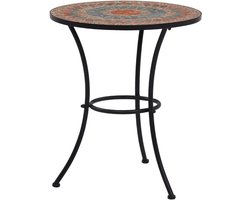 Bistrotafel Mozaïek - Buitentafel Campingtafel - Drankjes Plaatsen - Keramisch Tafelblad - 60 x 70 cm - Oranje Grijs