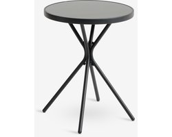 Bistrotafel Ø60 cm – Rond – Zwart – Glazen Tafelblad