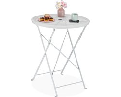bistrotafel rond - met parasolgat - Ø 60,5 cm - staal - inklapbaar - wit