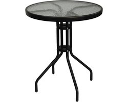Bistrotafel - Tuintafeltje - Gehard glas Ø 60 cm - Zwart staal