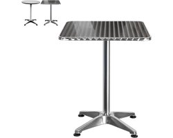Bistrotafel Vierkant - Hoge Tafel Klaptafel - Feest of receptie - In hoogte verstelbaar - 60 x 60 cm - Zilver