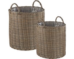 BITOLA - Plantenbak set van 3 - Zandbeige - PE rotan