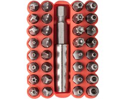 BITSET - 33 DELIG - VEILIGHEIDS / SECURITY BITS - TORX / INBUS / SNAKE EYE / TRI-WING - IN HANDIGE VERPAKKING