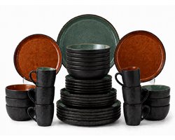 Bitz Gastro Serviesset 36 delig Groen/zwart Amber/zwart