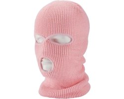*** Bivakmuts zacht roze - Warme muts - Rekbaar - One Size - Balaclava - Motor-3 gaats-face mask-warm-Heble® ***