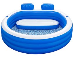 BIXc®- opblaasbaar zwembad, loungebad, met zits en kussens, ingebouwd bekerhouders, opblaasbaar zwembad, familie, 239 x 224 x 87 cm.