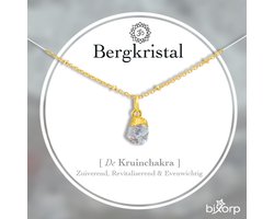 Bixorp Bergkristal Chakra Ketting - Goud Vergulden Roestvrij Staal - Ruwe Edelsteen Hanger - 36cm + 8cm verstelbaar