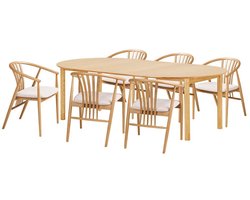Bjørg eethoek eettafel 6 stoelen natuur.