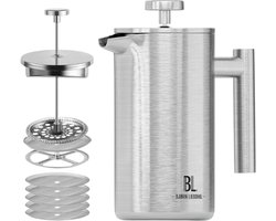 Bjørn Liebdhal Premium Cafetiére, Dubbelwandig, Roestvrij Staal, 600 ml - French Press Koffiemaker - Geschikt Voor Koffie, Melkopschuimen & Thee