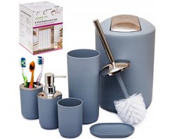 BK - Badkameraccessoireset - 6-delig - Zwart of Grijs - Bamboe en Kunststof
