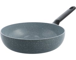 BK Blue Label Granite Keramische Antiaanbak Wokpan zonder deksel Ø28cm – 3.7L – PFAS-vrij – Inductie Wokpan –Ovenbestendig tot 160°C – Vaatwasserbestendig – Snelle opwarming – Koudgrepen – Zonder deksel – Blauw