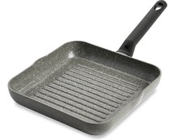 BK Granite Ceramic keramische grillpan 26x26 cm – inductie grillpan – zonder deksel – ovenbestendig tot 160°C – koudgreep – PFAS‑vrij – Grijs