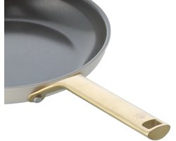 BK Sublime Koekenpan 20cm - PFAS-vrije antikleeflaag - Koekenpan inductie - Keramische koekenpan - Ovenbestendig tot 220°C - Gouden stainless steel handgreep - Crème