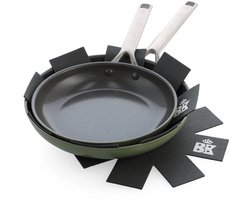 BK Sublime Koekenpannenset 2-delige - 24/28cm - PFAS-vrije antikleeflaag - Koekenpan inductie - Keramische koekenpan - Ovenbestendig tot 220°C - Gouden stainless steel handgrepen - Olijfgroen