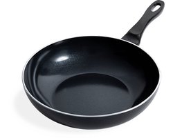 BK Vivid Keramische Antiaanbak Wokpan Ø 28cm - 3.9L - PFAS-vrij – Inductie Wokpan – Ovenbestendig tot 160°C – Vaatwasserbestendig – Snelle opwarming – Koudgrepen - Zwart
