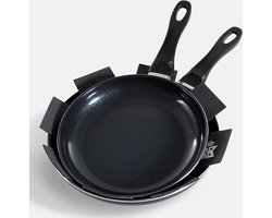 BK Vivid Keramische Inductie Koekenpannenset 2-delig - Ø24-28cm - PFAS-vrij – Inductie Koekenpan – Ovenbestendig tot 160°C – Vaatwasserbestendig – Snelle opwarming – Koudgrepen - Zwart