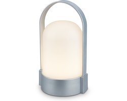 B.K.Licht Asa - Oplaadbare Tafellamp - snoerloze lamp - dimbaar - kampeerlamp - tentlamp - 50 Lm - voor binnen en buiten - 9 x 8 x 15,5 cm - mat chroom
