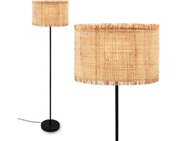 B.K.Licht Borra - Staande lamp - vloerlamp met stro - boho stijl - E27 fitting - E27 fitting - Ø40 x 159 cm - naturel - beige