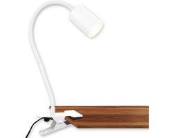 B.K.Licht - Bureaulamp met snoerschakelaar - klemlamp - warm witte lichtkleur - draaibaarleeslamp - 40x10x6,5 cm - wit