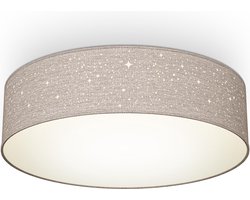 B.K.LICHT - Decoratieve Plafondlamp - met sterrenhemel effect - kinderkamer lamp - taupe - rond - 2x E27 fitting - Ø38cm