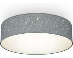 B.K.Licht - Decoratieve Plafondlamp - sterrenhemel effect - kinderkamer lamp - plafonnière - grijz - ronde - Ø38cm - met 2x E27 fitting - excl. lichtbron
