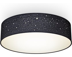 B.K.Licht - Decoratieve Plafondlamp - sterrenhemel effect - kinderkamer lamp - plafonnière - zwart - ronde - Ø38cm - met 2x E27 fitting - excl. lichtbron