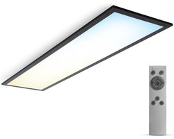B.K.Licht - Dimbaar Plafondlamp - led paneel zwart - 25x100 cm - met afstandsbediening - ultraplat plafonniére -  CCT - 3.000 tot 6.500 Kelvin - 2.200Lm - 24W