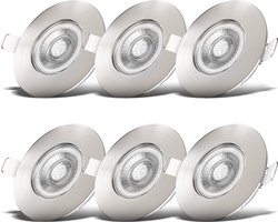 B.KLICHT - Inbouwspots badkamer - set van 6 - LED badkamerverlichting - spotjes - IP44 - Ø9cm - 3.000K - 460Lm - 5W