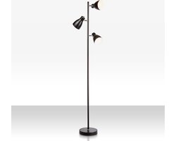 B.K.LICHT - Industriële Vloerlamp - zwart gouden staande lamp - draaibar - met E27 fitting - h.: 166cm