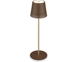 B.K.Licht Kiki - Oplaadbare Tafellamp - snoerloze lamp - dimbaar - voor buiten en binnen - USB-C - in hoogte verstelbaar - Ø12cm x 22cm of 38cm hoogte - bruin & goud