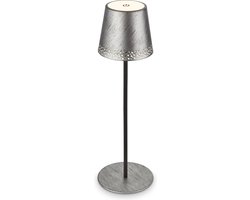 B.K.Licht Kiki - Tafellamp oplaadbaar - snoerloze lamp - dimbaar - voor buiten en binnen - USB-C - in hoogte verstelbaar - Ø12cm - zilver