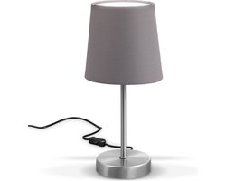 B.K.Licht - Klassieke Tafellamp - grijze bedlamp - excl. E14 lichtbron