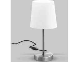 B.K.Licht - Klassieke Tafellamp - witte bedlamp - woonkamer lamp - E14 fitting - h.: 30.8 cm - wit