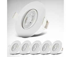 B.K.Licht - LED Badkamer Inbouwspots - wit - set van 6 - badkamerverlichting - IP65 - kantelbaar - 9 x 4,2 cm (DxH)