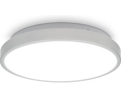 B.K.Licht - LED Badkamerverlichting - plafondlamp met 1 lichtpunt - Ø29cm - IP44 - zilver badkamerlamp - 4000K - 1200Lm - 12W