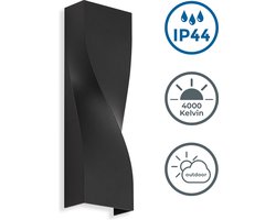 B.K.Licht - LED Buitenwandlamp - wandlamp - zwart - IP44 - 26x8x4 cm - 550lm - 4.000K