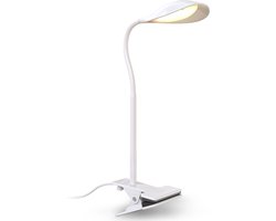 B.K.Licht led bureaulamp leeslamp nachtlamp met klem - 4,5W - clip on - wit