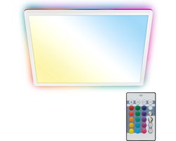 B.K.LICHT - LED Plafondlamp - met afstandsbediening - met RGBIC - plafonniére met achtergrondverlichting - CCT - dimbaar - 42x42x3 cm - wit